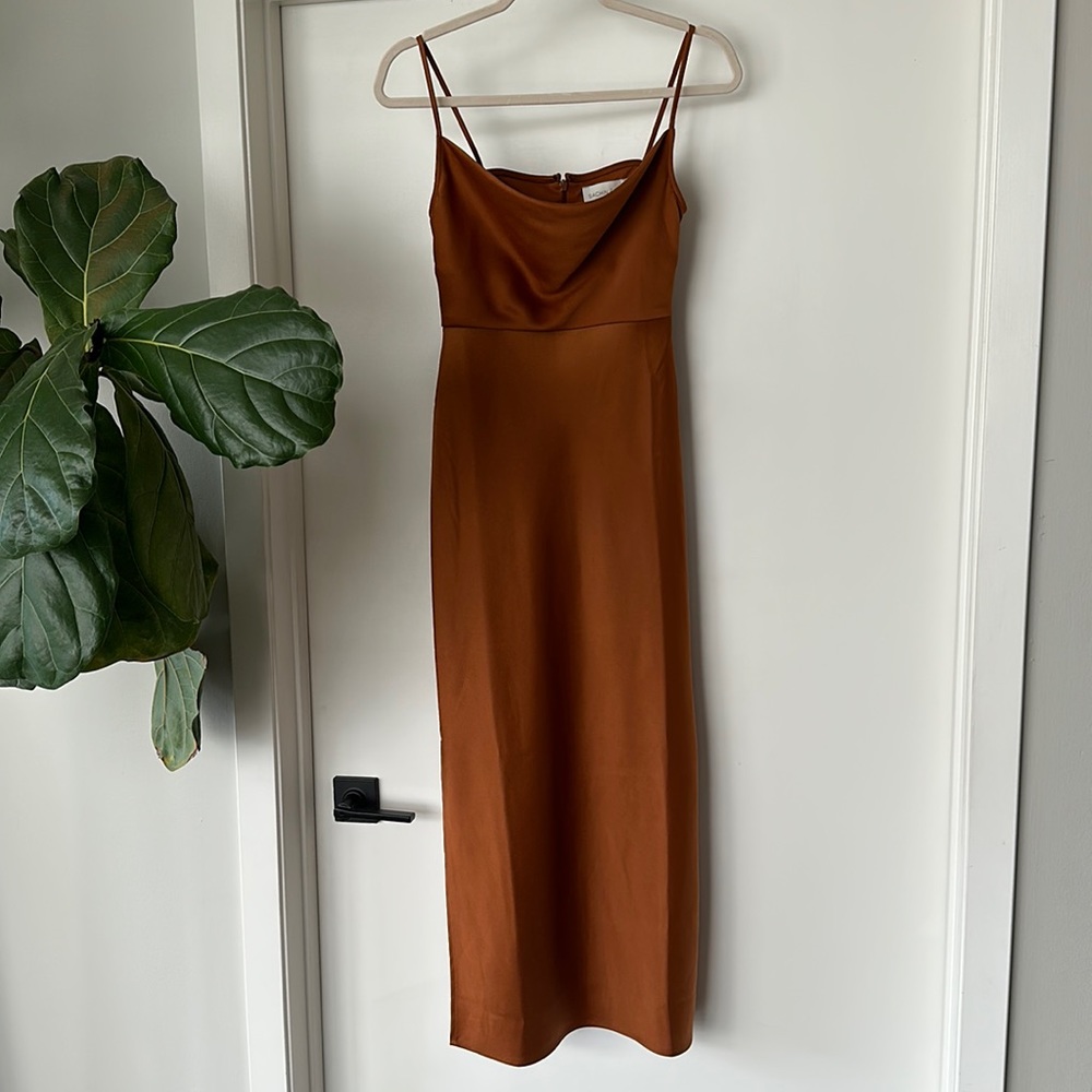 Anthropologie BHLDN cali satin charmeuse midi dress, size 0